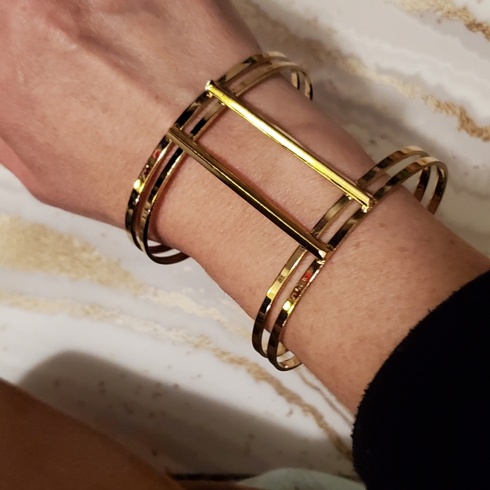 Gold Roman Numeral Cuff Bracelet